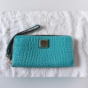 Dooney & Bourke Turquoise Croc-Embossed Wristlet Wallet